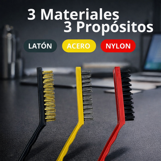 Set de 3 cepillos pequeños duros