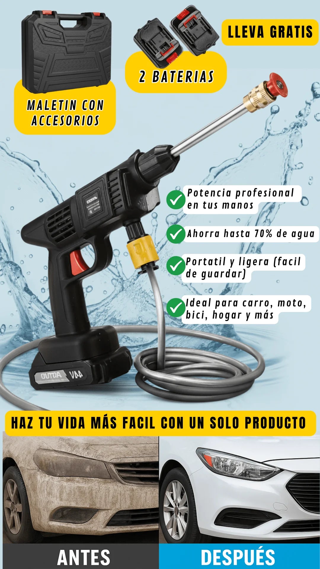 Hidrolavadora portátil + ENVIO GRATIS🎁