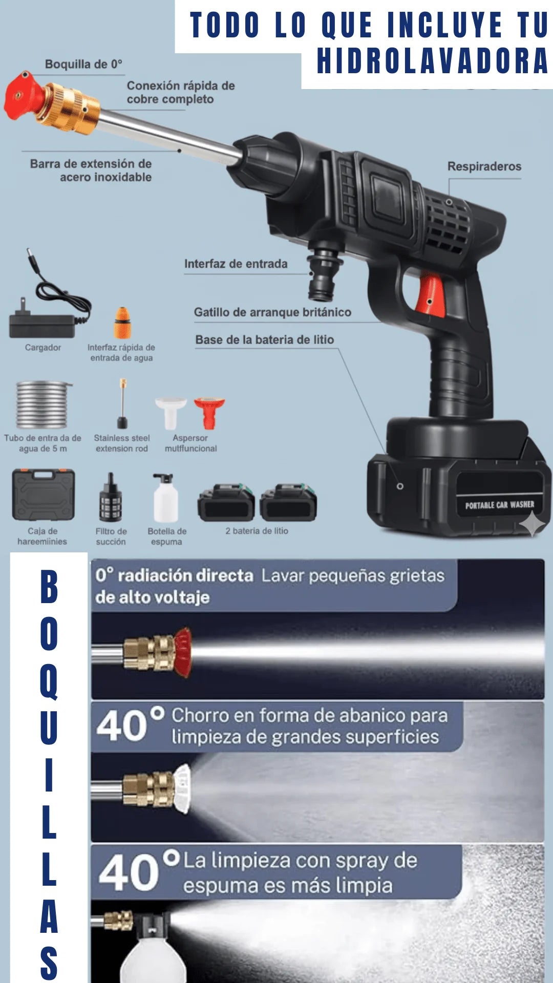 Hidrolavadora portátil + ENVIO GRATIS🎁